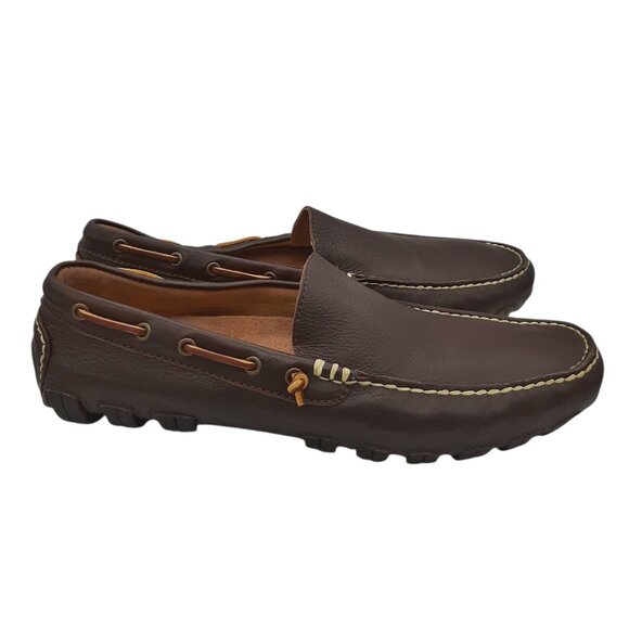 Ralph Lauren Polo Men's Arkley Brown Leather Boat Shoe Moc Toe Loafer SZ 10 - Picture 1 of 10